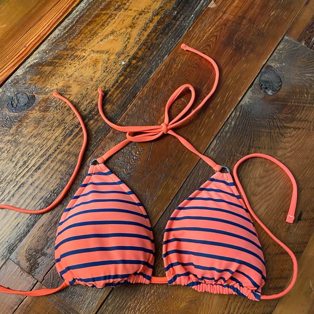 Orange and Blue Striped Polo Ralph Lauren Bikini Top